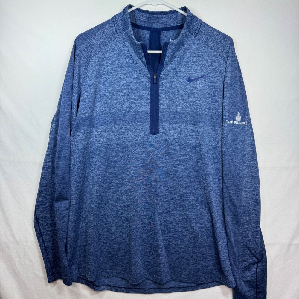 Nike Dri-FIT Blue Heathered Biltmore Qtr Zip Pullover AJ5446-492 Lg armpit hole
